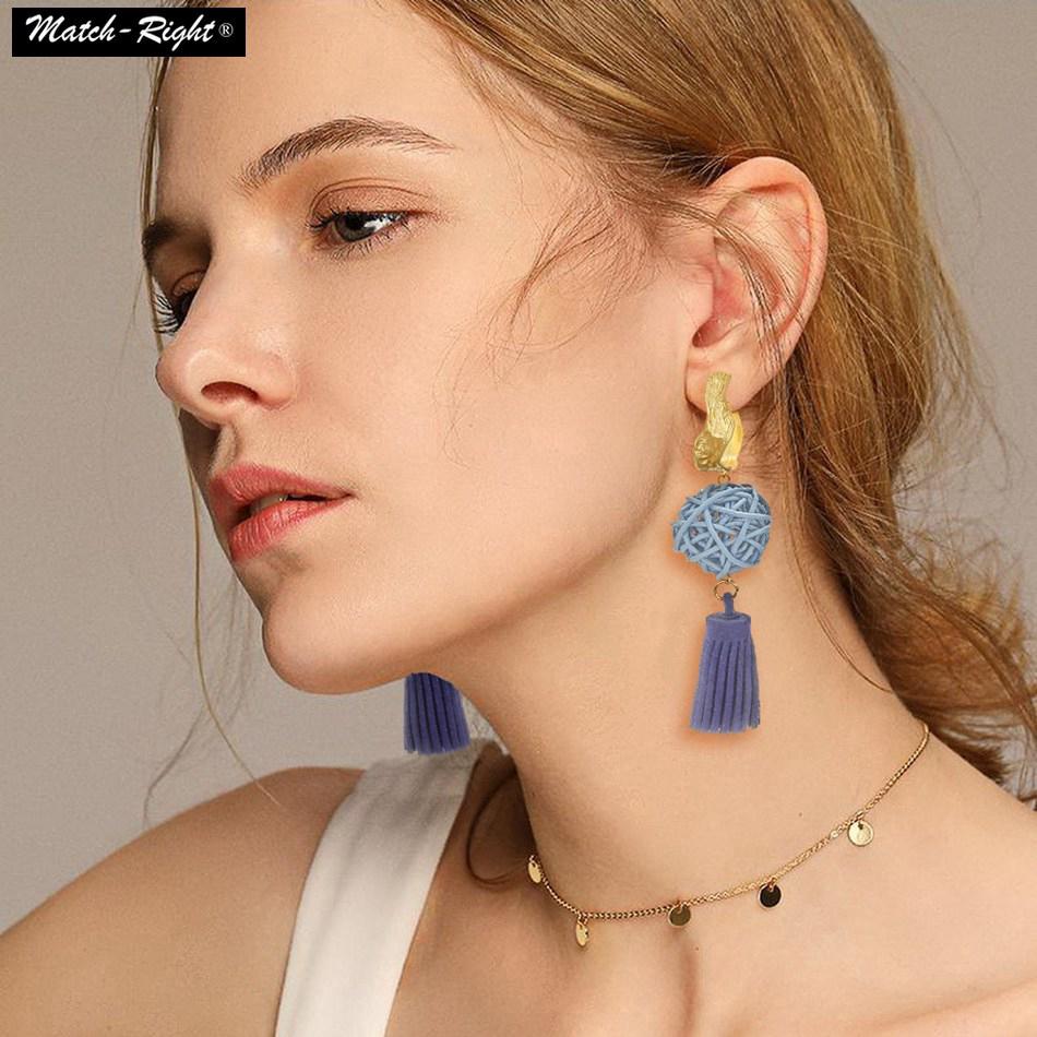 Women Korean Statement Tassel Earrings For Women Long Dangle Hanging Drop Earrings Pendant Female Jewelry NR238