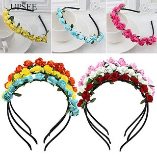 * โรสดอกไม้มงกุฎเทศกาล Headband แต่งงาน Garland Floral Hairband