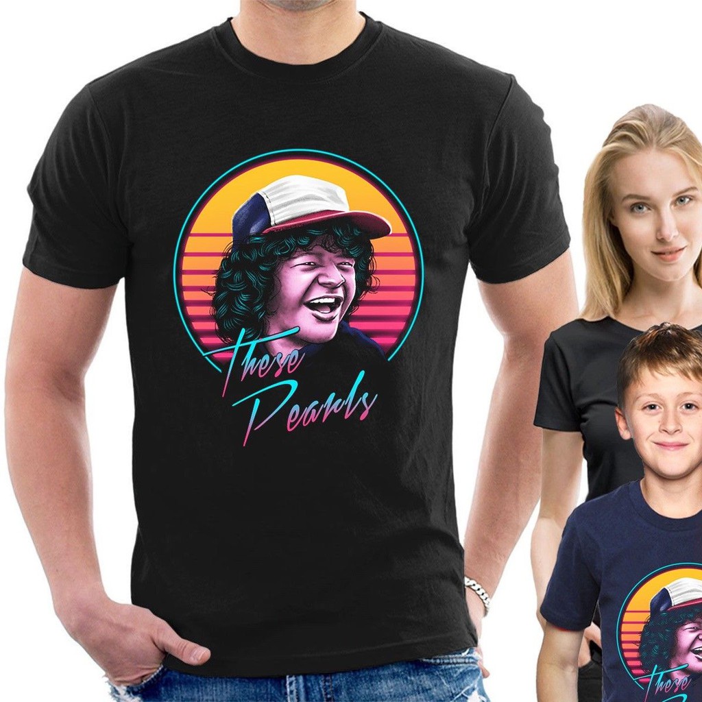 เสื้อยืดคอกลมNbf3f23r97r เสื้อยืด ผ้าฝ้าย คลาสสิก ประดับไข่มุก กันฝุ่น ลาย Stranger Things 80S H30 E