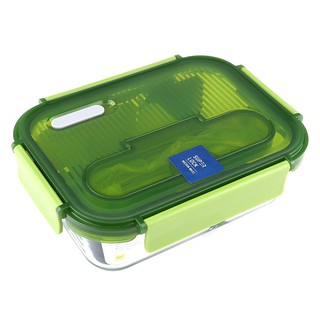 🚚💨พร้อมส่ง!! กล่องอาหารแก้วแบ่งช่อง 0.95 ลิตร SUPER LOCK ภาชนะใส่อาหาร GLASS FOOD CONTAINER SUPER LOCK 3-COMPARTMENT 0.9