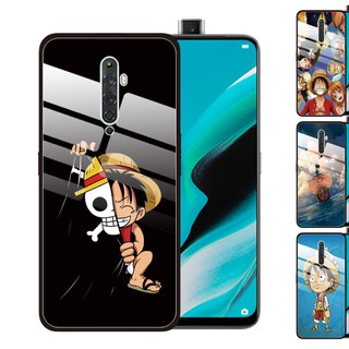 OPPO Reno4 Z 5G Reno2 F Z Reno 5 3 Pro Reno 10x Zoom 3 Youth Ace F11 Pro F9 กรณีโทรศัพท์กระจก ปกโทรศัพท์ Phone kaso ng Case One Piece Luffy Tempered Glass Cover Anti-Scratch