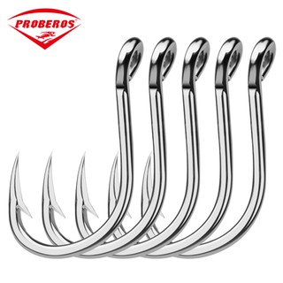 PRO BEROS ตกปลาทะเลสแตนเลสสตีลเงินตะขอตกปลา Barbed Anchor hook น้ำทะเลทนต่อการกัดกร่อน Jig Hook