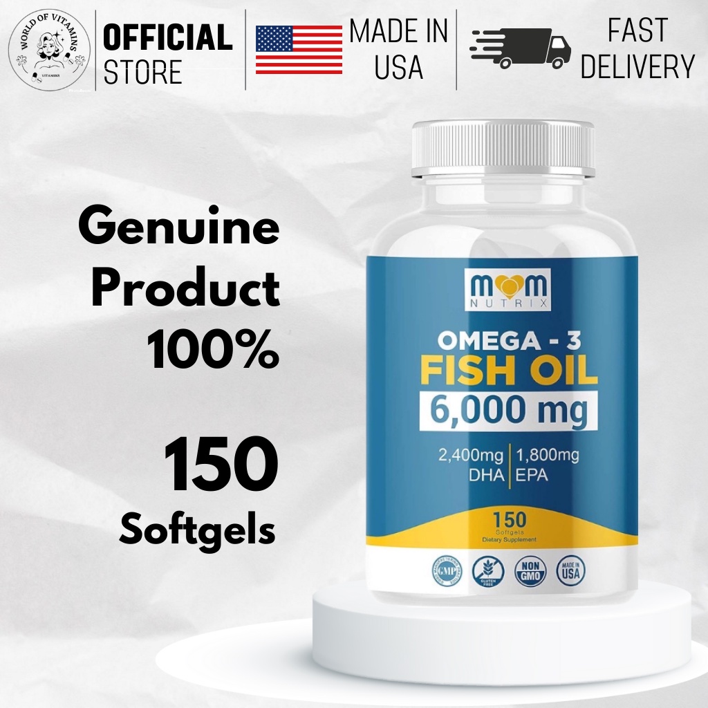 MOM NUTRIX Omega 3 Fish Oil 6000 Mg with Maximum EPA DHA, Supports