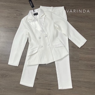 Code: 10040 สูทสีขาว ชุดเซทสูท ชุดสัมภาษณ์งาน งานป้าย Varinda