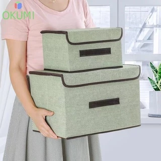 OKUMI_SHOP (ลุกค้าใหม่ 1 บาท) กล่องพับอเนกประสงค์ ทำจากผ้าลินิน ใส่เสื้อผ้า เก็บของ (K-601)