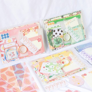 เซ็ตตกแต่ง 107 ชิ้น ⭐️ สติ๊กเกอร์ + กระดาษ + เทป + การ์ด + คลิป Deco Set Folder DIY Scrapbook Paper mimisplan