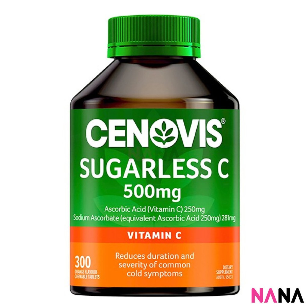 Cenovis Vitamin C 500mg Sugarless 300 Chewable Tablets วิตามินซี 500มิลลิกรัม ไร้น้ำตาล 300 เม็ดสำหรับเคี้ยว (หมดอายุ:03 2026)