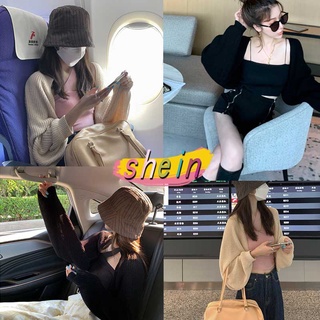 Shein  เสื้อคลุมคาร์ดิแกน เสื้อคลุม ไหมพรม แขนยาว สไตล์หลวมๆ แฟชั่นเกาหลี แขนค้างคาว คาร์ดิแกนแขนยาว 6367