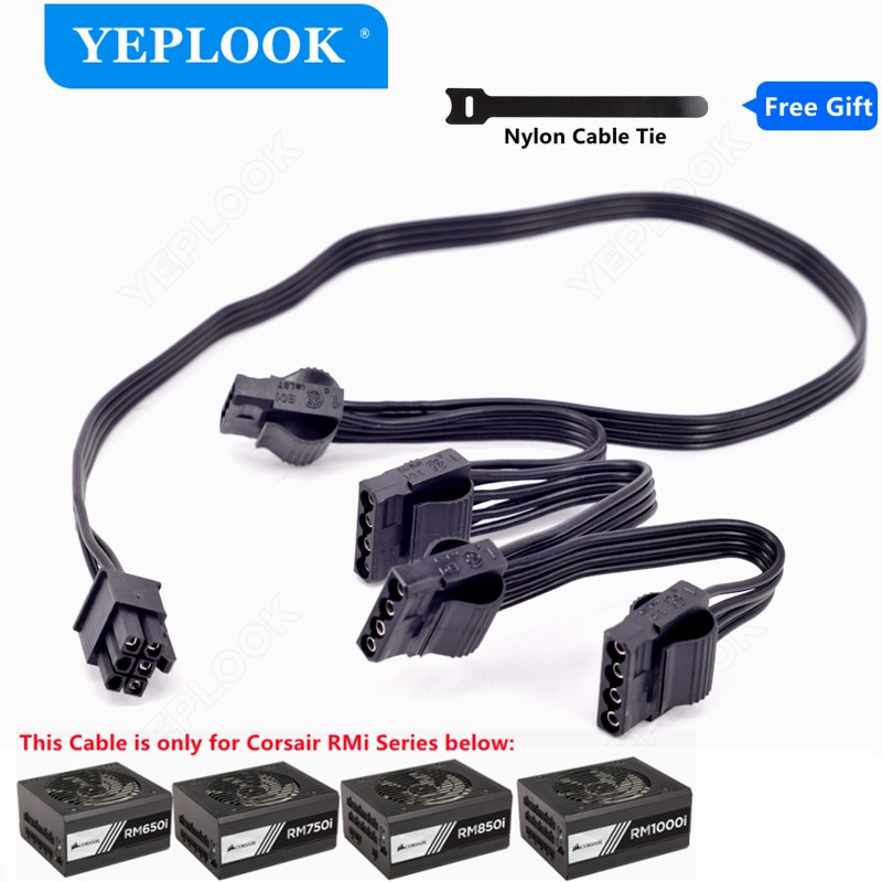 PCIe 6Pin ถึง 4 IDE Molex 4Pin GPU สายไฟสําหรับ Corsair RMi Series Modular PSU RM650i RM750i RM850i 
