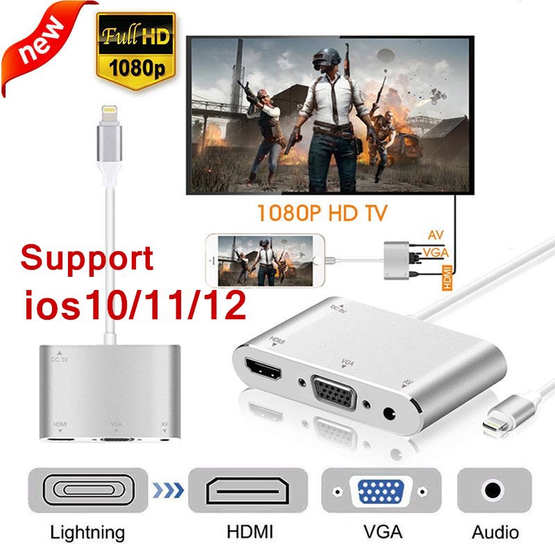 Lightning to HDMI/HDTV/VGA/Audio cable Adapter For iPhone 6S 7 7 Plus 8 X XS Ipad Air