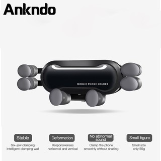 Ankndo Universal อุปกรณ์ที่วางโทรศัพท์มือถือ 6 Points แบบพับได้สีพื้นสําหรับรถยนต์