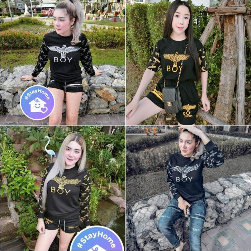 LADY DAKA SHOP ฮิตมาก เสื้อแขนยาวBOYสกรีนด้านหน้าและแขนทั้งสองข้าง