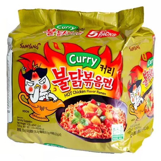 **Promotion Work from home* Samyang มาม่าเกาหลี ชนิดแห้ง รสรสแกงกระหรี่ Curry Hot Chicken Ramen (ขนาดแพ็ค 5 ซอง) สินค้านำเข้า สินค้าเกาหลี  *ร้านไทย ส่งฟรี