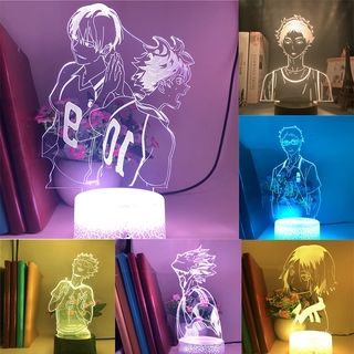 อะนิเมะโคมไฟ HAIKYUU ไฟกลางคืน Kenma Kozume LED Tsukishima Kei อะคริลิคโต๊ะ USB 3D ของขวัญห้องนอน Decore