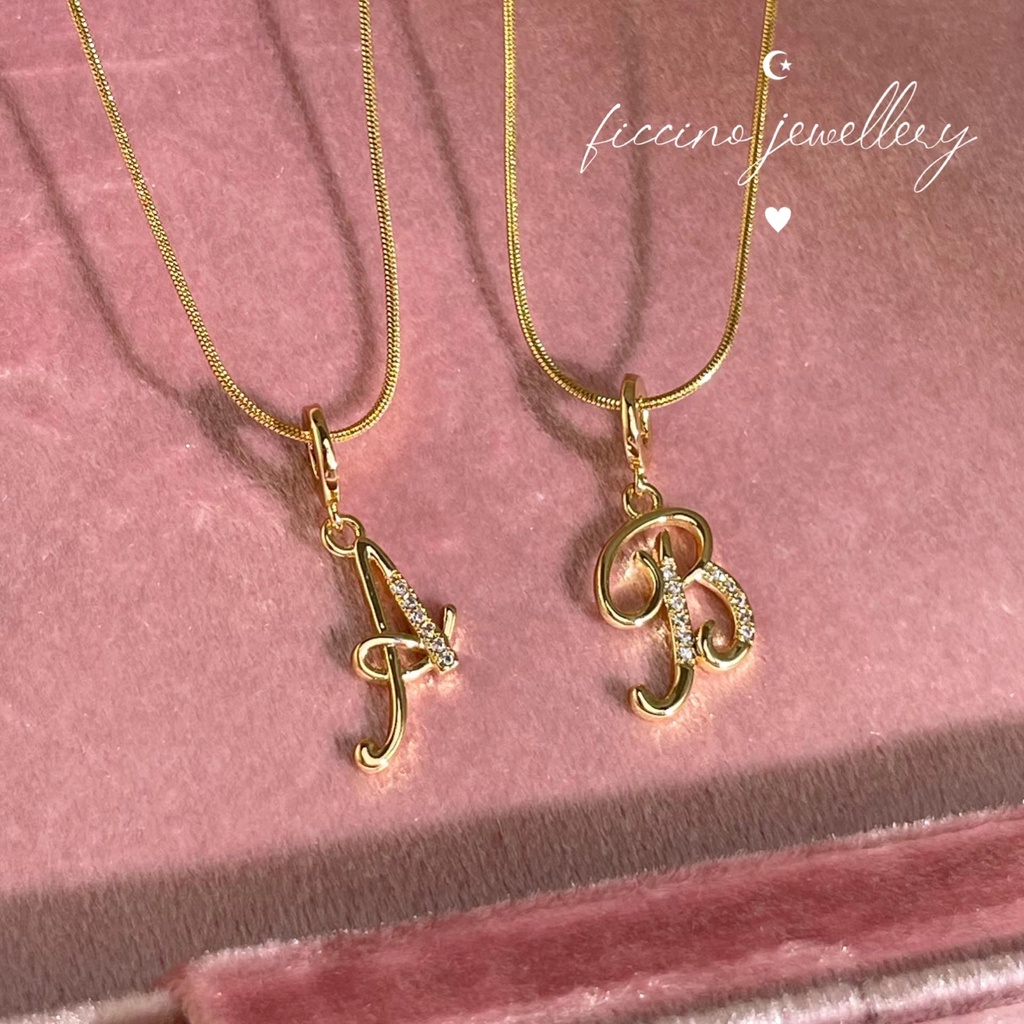 Ficcino สร้อยคอ จี้ตัวอักษร A-Z ชุบทอง 18k ไม่เป็นสนิม สร้อยคอ ไม่เปลี่ยนสีดํา ใส่อาบน้ําได้ สไตล์เกาหลี สร้อยคอแฟชั่น