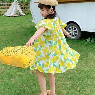 ชุดกระโปรงเด็กน้อยลายดอกไม้ ชุดเดรสกระโปรงสำหรับเด็กผู้หญิง เดรสสั้นแฟชั้นเด็กน้อยราคาโปรโมชั่น
