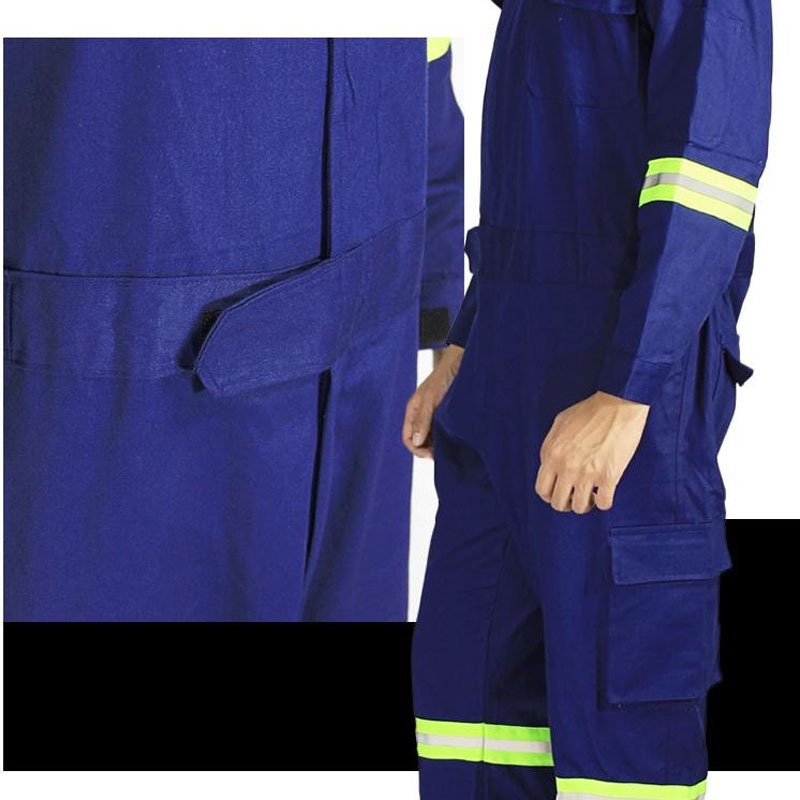 ℡Size M-5XL Men 100% Cotton Work Coveralls Repairman Coveralls with Reflective Strip Working Welding Uniforms Safety Clo #3
