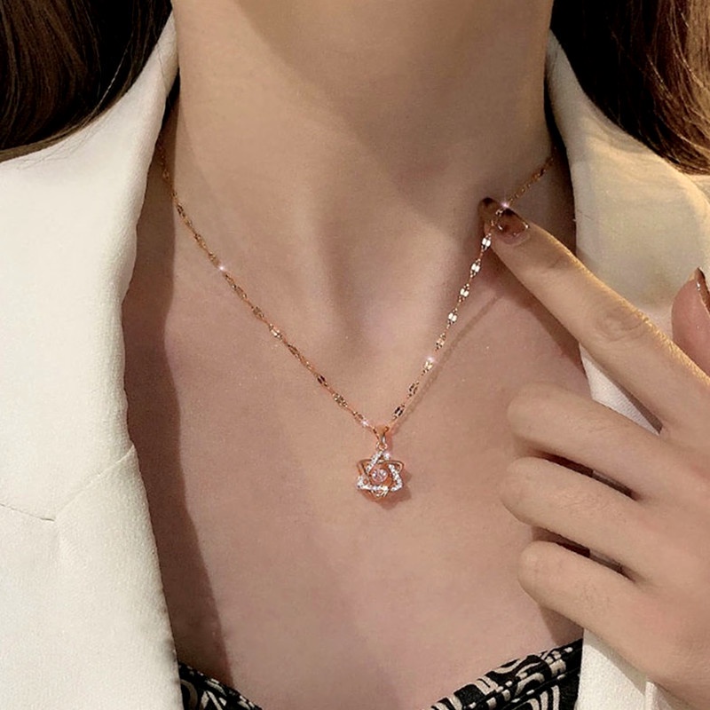 OYJR สร้อยสแตนเลส ทอง 18k จี้รูปดาวหกแฉก ประดับเพทาย ป้องกันสนิม - รูปที่ 3