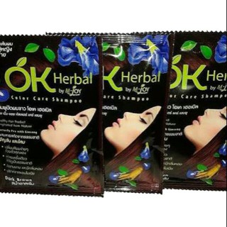 OK Herbal โอเค เฮอเบิล แชมพูปิดผมขาว (Dark Brown สีน้ำตาลเข้ม 3 ซอง)