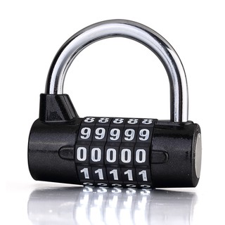 กุญแจรหัส 5 หลัก รหัสตัวเลข ทรงโค้ง ห่วงเหล็กชุบแข็งหนา 6 มม.  5-dial 6 mm. combination padlock Password Lock coded