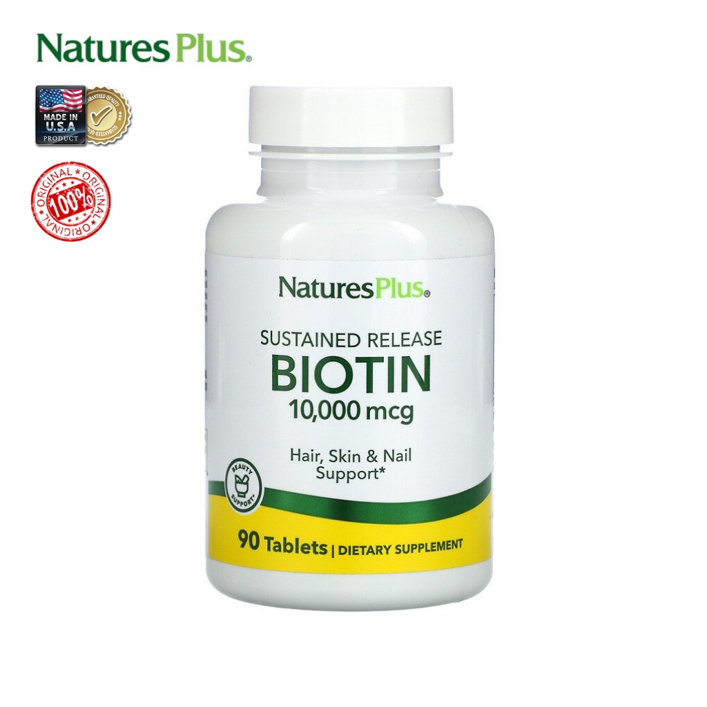 [พร้อมส่ง] Nature's Plus, Biotin, ไบโอติน 10,000 mcg (90 เม็ด)