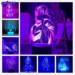 โคมไฟกลางคืน Led รูปนารูโตะ Itachi Sasuke 3D เปลี่ยนสีได้ พร้อมรีโมตคอนโทรล สําหรับตกแต่งห้องนอนเด็ก