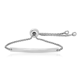 สร้อยข้อมือเงินแท้ sterling silver 9 1/4 in adjustable bracelet curve bar