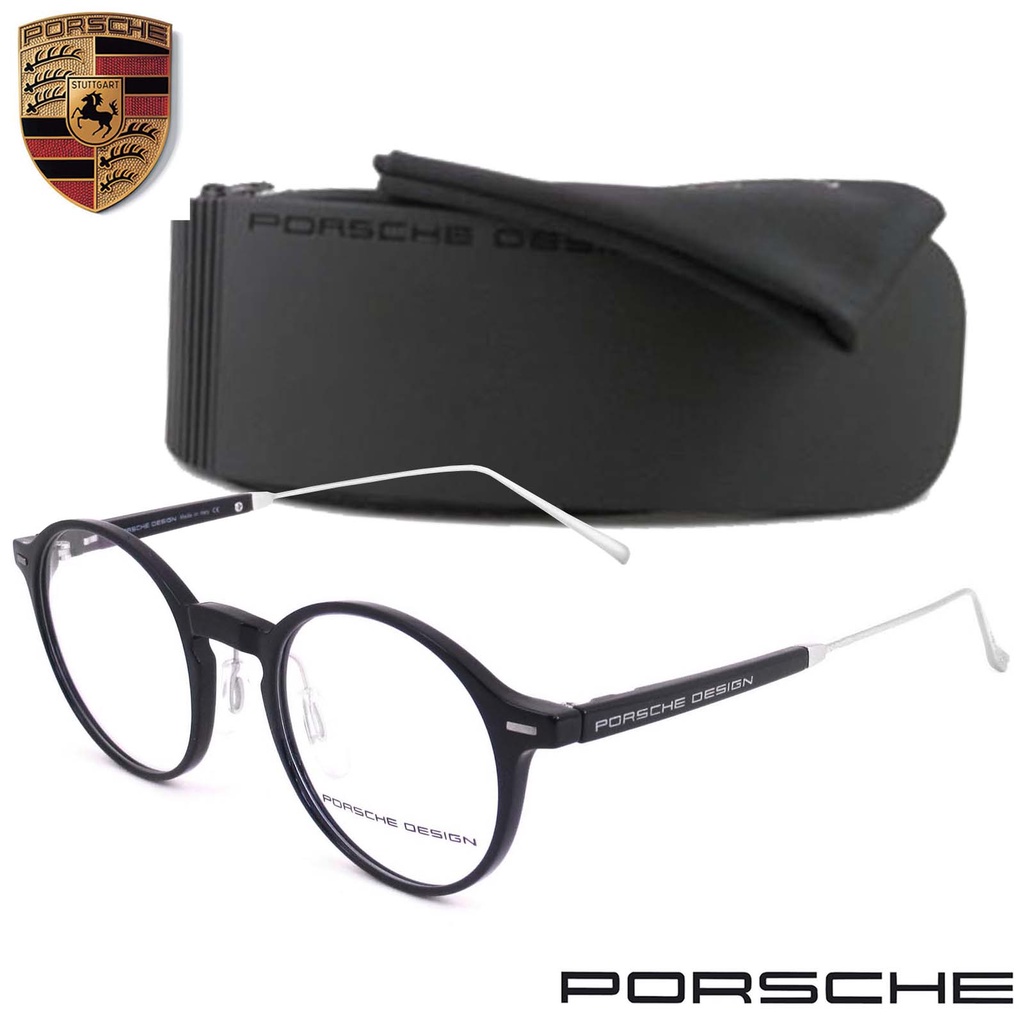 PORSCHE DESIGN แว่นตา รุ่น 9308 C-1-1 สีดำตัดเงิน กรอบแว่น สำหรับตัดเลนส์ วัสดุ TR-90 เบามาก ยืดหยุ่