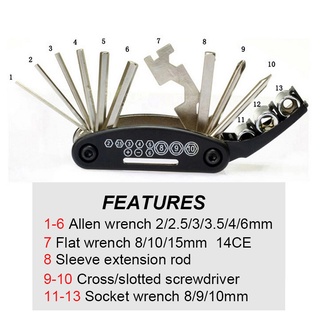 ชุดเครื่องมือซ่อมโซ่จักรยานเสือภูเขา 16 ชิ้น