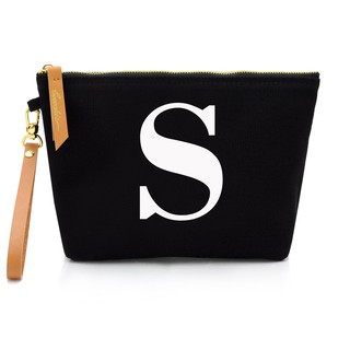 กระเป๋าผ้าลายอักษร ALPHABET CLUTCHES POUCH BLACK “S”