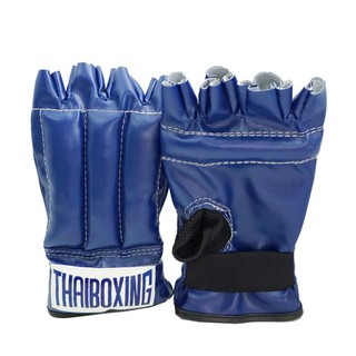 THAIBOXING แบ็คชกกระสอบทรายห้านิ้วโผล่หนังเทียม สีน้ำเงิน