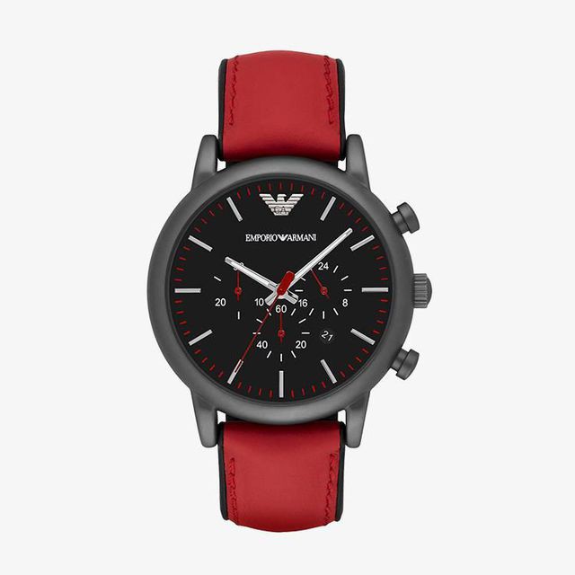 Emporio armani Luigi chronograph watch AR1971 สีแดงสายหนัง 46 mm