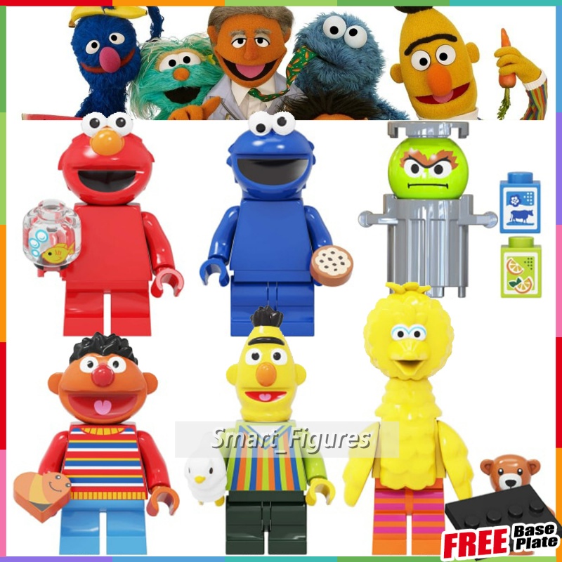 Sesame Street Minifigures Emie Bert Big Bird Elmo Cookie Monster Oscar The Grouch ของเล่นของขวัญ Mini Figures CY1003