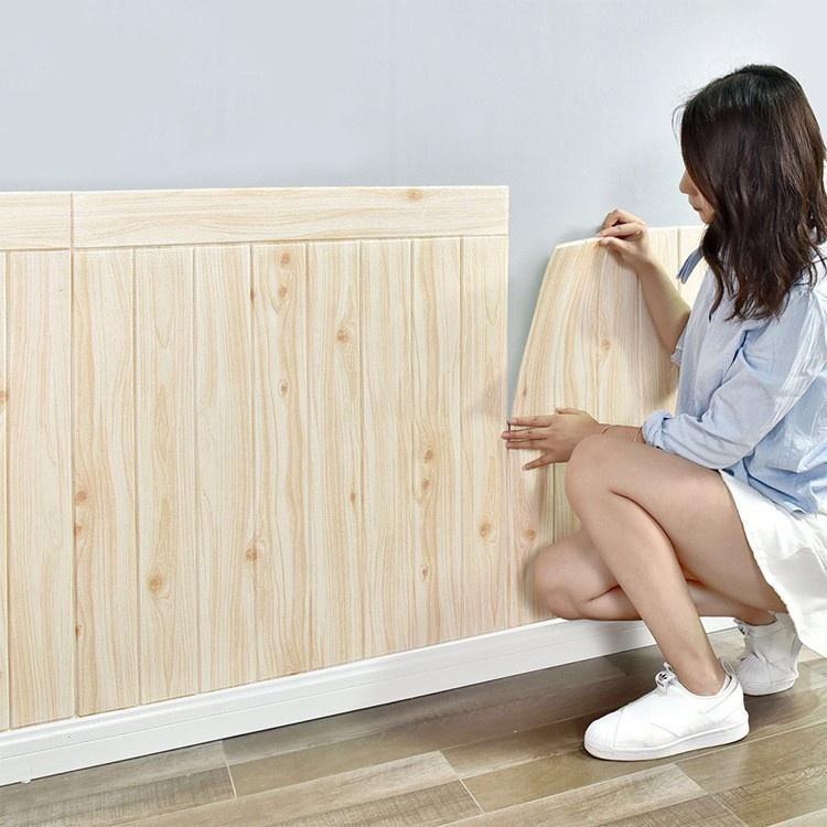 🔥ถูกสุด🔥วอลเปเปอร์ติดผนัง 3D 70*70cm ขนาดใหญ่พิเศษ หนา 2-3 mm ลายไม้4แบบ แผ่นใหญ่ มีกาวในตัว กันน้ำ WALLPAPER ติดผนัง