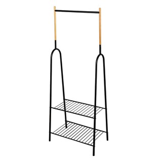 ราวแขวนผ้าชั้นวาง 2 ชั้น PLIM สีดำ CLOTHES RACK PLIM 2SHELF 65X38.5X159.5CM BLACK