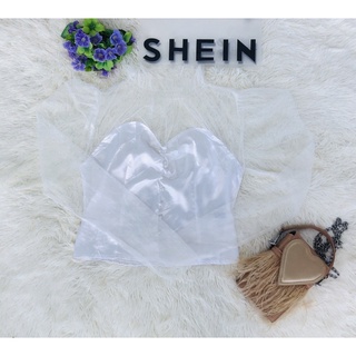 Shein 💋💋เสื้อครอปแขนซีทรู🚗💕🌈😘 ส่งฟรี🥰