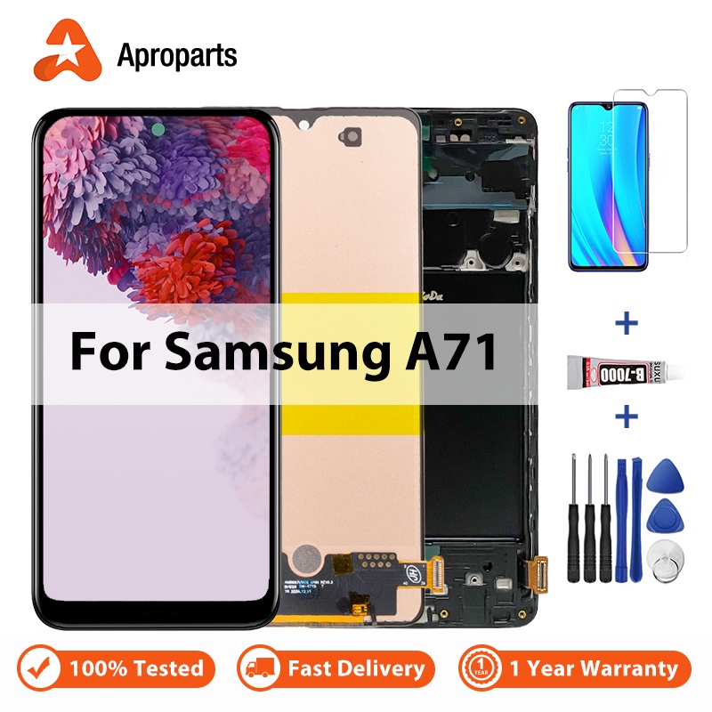 หน้าจอ 6.7 '' สำหรับ Samsung Galaxy A71 A715 SM-A715F A715FD จอแสดงผล LCD จอสัมผัสประกอบดิจิตอลเซอร์