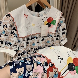 🎈🎈🧸🧸งานเสื้อพิมพ์ลายดิจิตอล น้องหมี พร้อมงานปักปกลูกโปร่งสีสันสวยงาม