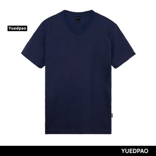 เสื้อยืดสีขาวYuedpao ยอดขาย No.1 รับประกันไม่ย้วย 2 ปี ผ้านุ่ม เสื้อยืดเปล่า เสื้อยืดสีพื้น เสื้อยืดคอวี_สีกรมท่า