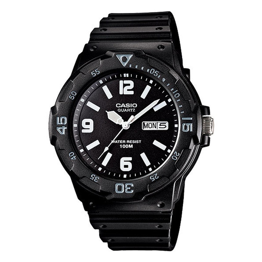 MK Casio Standard  นาฬิกาข้อมือผู้ชาย สายเรซิ่น สีดำ รุ่น MRW-200H,MRW-200H-1B2,MRW-200H-1B2VDF