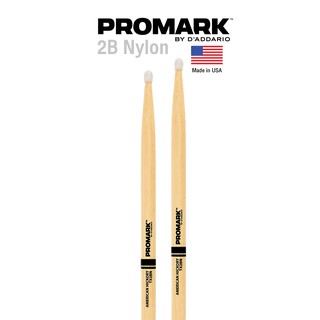 Promark™ ไม้กลอง 2B หัวไนลอน (Classic 2B Hickory Nylon Tip Drumstick) รุ่น TX2BN ** Made in USA **