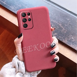 เคสโทรศัพท์ Samsung Galaxy S22 S21 Ultra FE S22+ S21+ Plus 5G Soft Case Matte Ultra Slim Full Back Cover TPU Solid Color Handphone Casing เคส ซัมซุงS22 GalaxyS22 S22Ultra