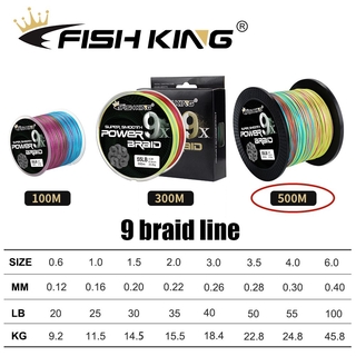 Fishing King 500M 9X Strands Braided Fishing Line Multifilament Pe Line Braided Fishing Line