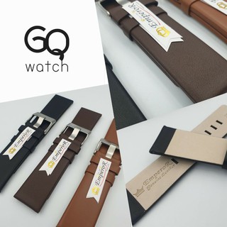 GQ watch สายนาฬิกาหนังแท้ หนังเรียบ ไร้รอยเย็บ ตามแบบนาฬิกาดัง สีดำ น้ำตาล แทน ขนาดสาย 20 22 24 26 28 30 32 34 mm