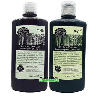 Myth เซทแชมพูถ่านไม้ไผ่และครีมนวดผมถ่านไม้ไผ่ 250 ml. Myth Bamboo Chacoal Detoxifying shampoo&amp;Conditioner