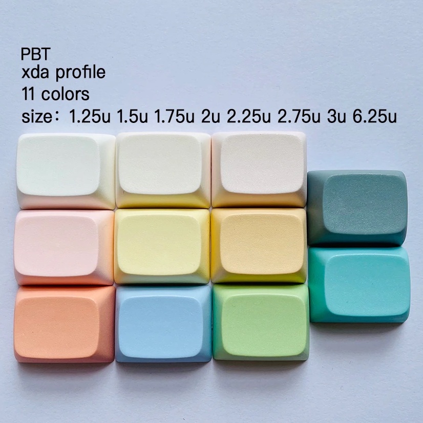 พร้อมส่ง [ สี SET A ] Keycap PBT Blank XDA Profile ขนาด 1.25u 1.5u 1.75u 2u 2.25u 2.75u มี 12สี คีย์แคป ปุ่มกด เปล่า Mo