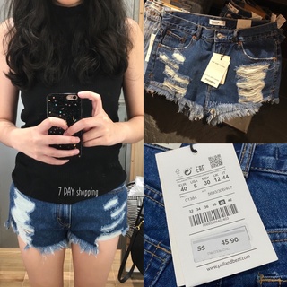 (ของแท้ซื้อเองจากShopสิงคโปร์) Pull&amp;Bear Pull and Bear กางเกงยีนส์ขาสั้น