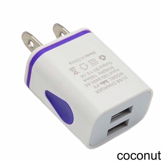 [Coco] 2 1A 5V Dual USB Ports LED Light USB Charger Wall Adapter Mobile Phone Micro Data Charging Plug