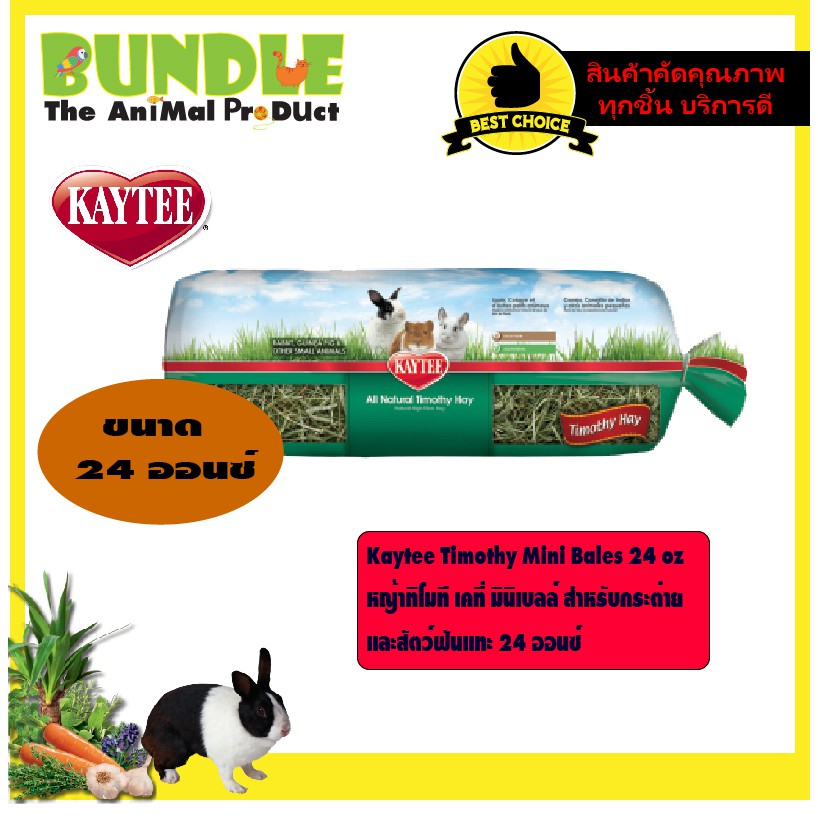 Kaytee Timothy Mini Bales 24 oz  หญ้าทิโมที เคที่ มินิเบลล์ สำหรับกระต่าย และสัตว์ฟันแทะ 24 ออนซ์