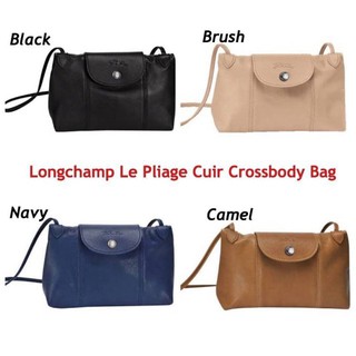 LongChamp Women's Leather Le Pliage Cuir Crossbody Bag Lichen Khaki